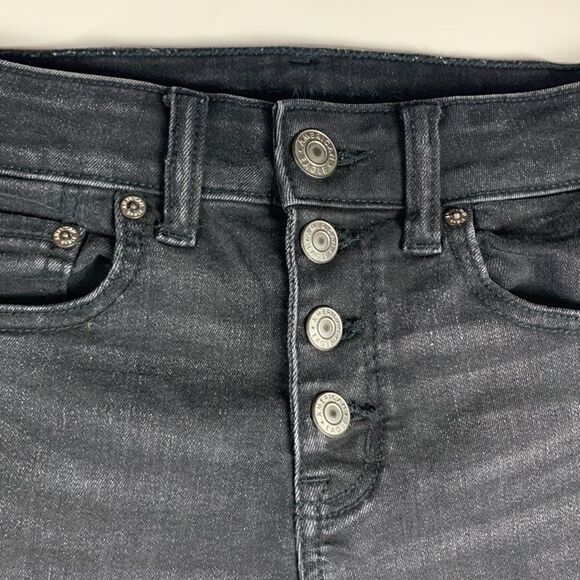 AMERICAN EAGLE black Denim shorts 2 midi next leve stretch Distressed button fly - Picture 3 of 8